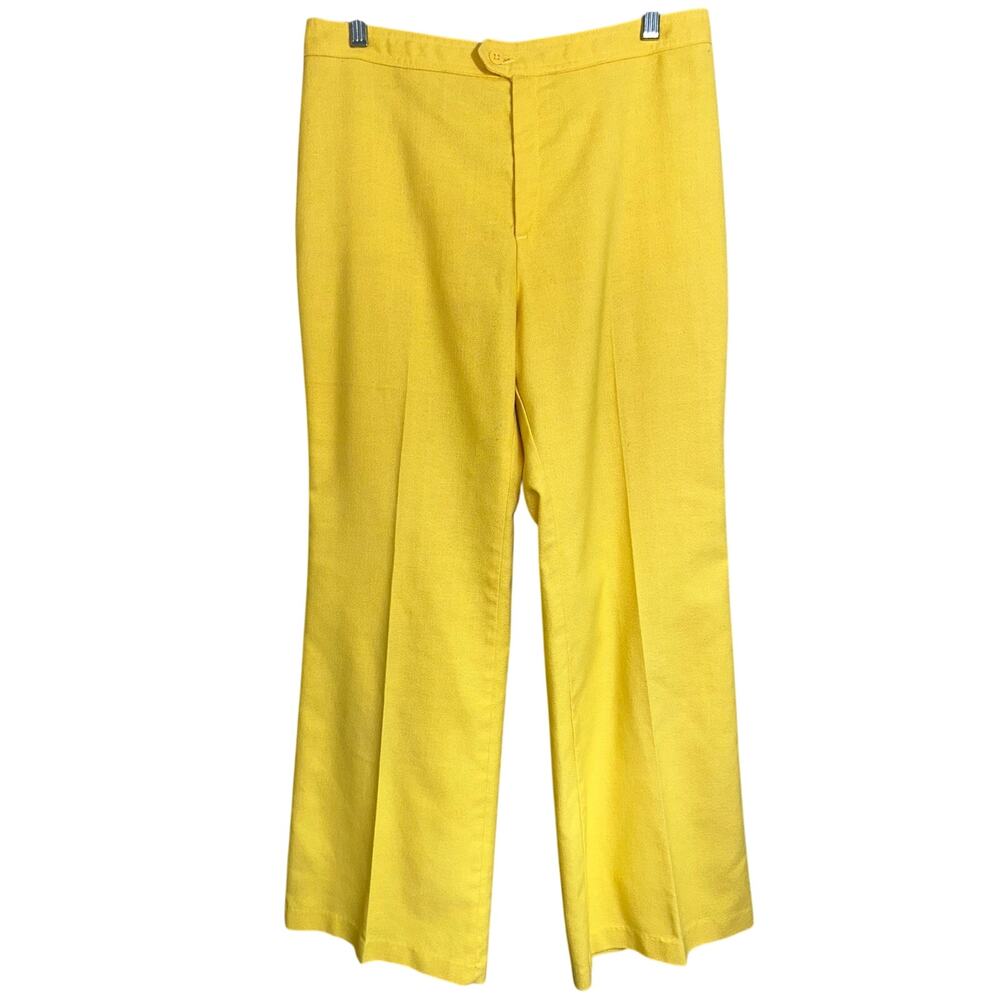 Vintage Levi's 70's Bright Yellow High Waist Mod Bell Bottom Flare Trouser Pants
